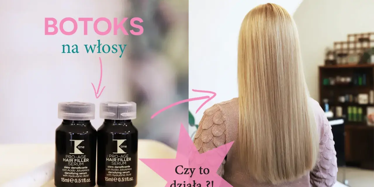 Dwie buteleczki serum do włosów i blond włosy.